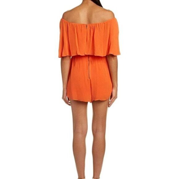 Alice + Olivia Tangerine Off the Shoulder Romper Women Size 4 - Picture 2 of 8